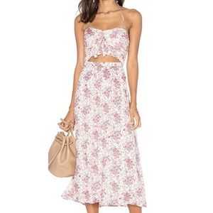 WAYF dress small Boning Tie Front Floral Pink